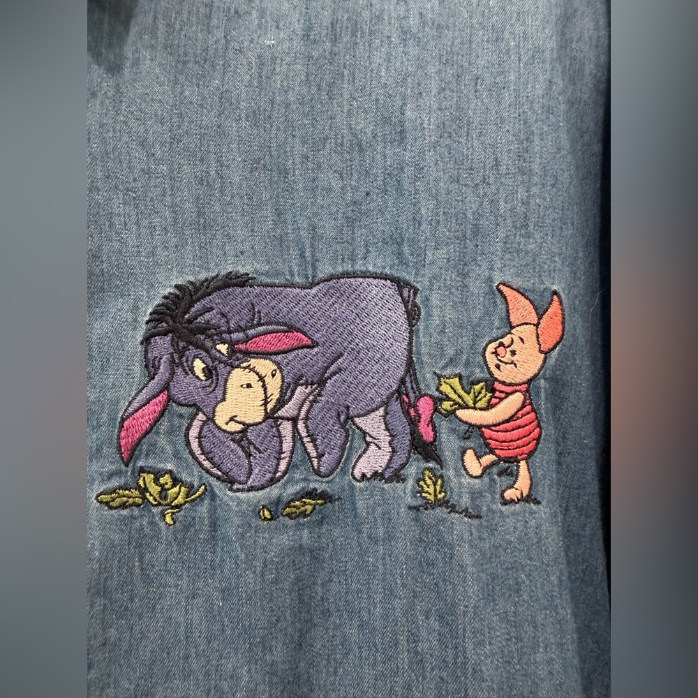 DISNEY Vintage Winnie the Pooh Denim Jean Button Up- Size M - Picture 5 of 6